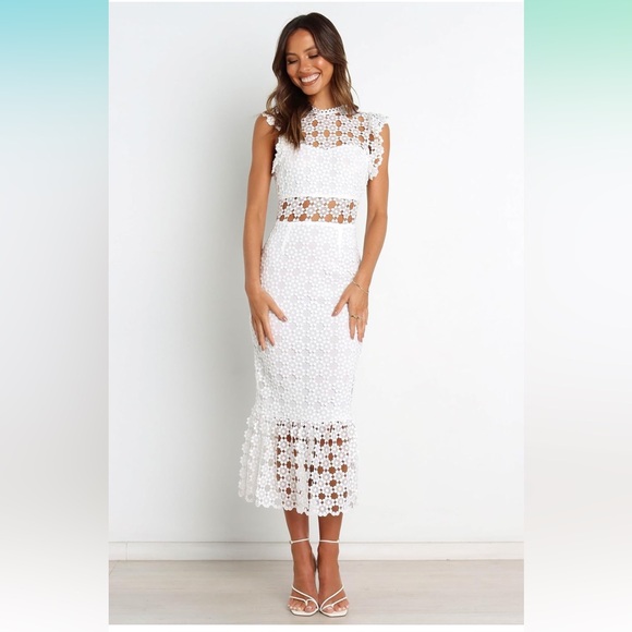 Petal & Pup Dresses & Skirts - Petal & Pup White Lace Midi Dress
